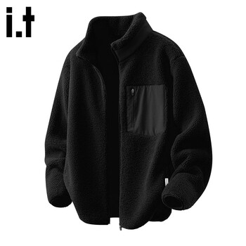 Fingercroxx it jacket men's autumn and winter new polar fleece warm jacket korean trendy versatile cardigan black m