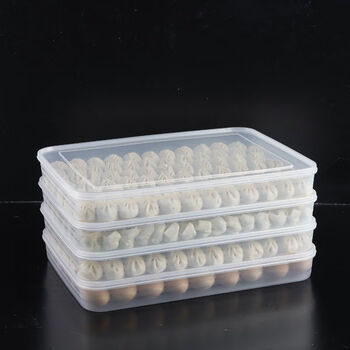 Shangjiabang dumpling box kitchen refrigerator crisper multi-layer quick-frozen dumpling storage box dumpling box large capacity freezer box transparent color food grade pp5 material can be frozen without being frozen large size 6 boxes 6 lids about 300 dumplings