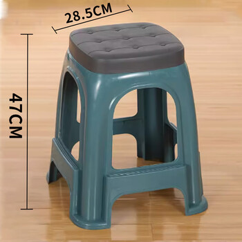 Xinjixing thickened plastic stool household square stool simple living room bench cooked glue bathroom high bench economical dining table chair extra thick dark blue with cover (height 47cm) 47cm