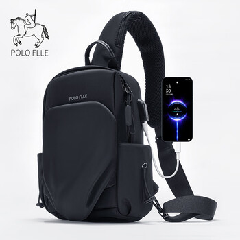 Cobia paul shoulder crossbody bag men's chest bag multi-functional business casual men's bag large capacity outdoor sports small backpack travel black