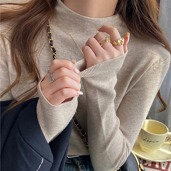 Bangboshi new year half turtle collar bottoming shirt for women 2025 autumn and winter temperament solid color interior with soft skin friendly slim long sleeve pin bottoming shirt oatmeal color thick style suitable for 90-120 jin one size