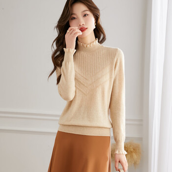 Shexi (srcr) pure cashmere sweater for women 100 cashmere base layer autumn and winter short half turtleneck soft and comfortable knitted sweater