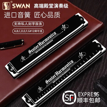 Swan german imported gongs 24-hole polyphonic harmonica high-end professional hall performance level adult beginners gift 24 holes c key polyphony high-end performance level