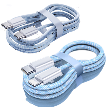 Paroda pd60w fast charging 3a data cable double-ended type-c charging cable suitable for apple tpe-c mobile phones dual type-c (15-17/android) blue 1m