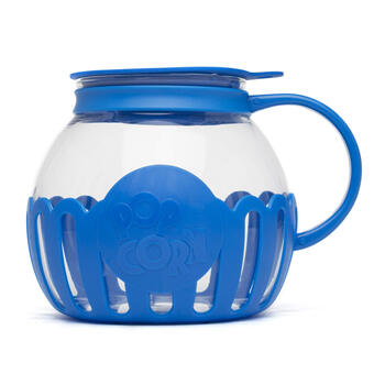 Ecolution microwave popcorn machine, high temperature resistant glass material, 3 liters large capacity, no oil required, measurable kernel melted butter, household electric popcorn machine, blue