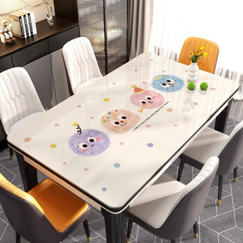 Fantasy dopamine dining table mat, oil-proof, anti-scalding, no-wash coffee table tabletop protection mat, cartoon pvc soft glass tablecloth, four-color dumplings 70*70cm