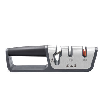 Multifunctional quick knife sharpener, manual dual-use ceramic kitchen knife sharpener, household sharpening stone, light gray