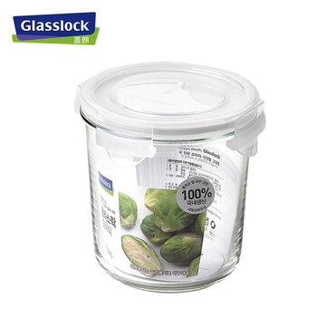 Glasslock imported tempered glass round crisper heat-resistant microwave lunch box baby milk powder can mccd072/720ml