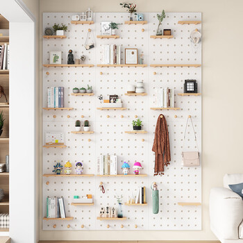 Customized deposit solid wood hole board decorative partition storage rack desk background wall display rack storage customized special shot 9