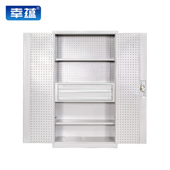 Xingyun hardware heavy-duty tool cabinet storage cabinet with hanging plate parts cabinet thickened double-door tool cabinet factory workshop storage cabinet three-layer two-drawer cabinet with hanging plate white