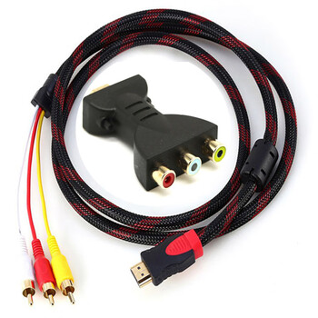 Ouhuayuan hdmi to av set-top box connects old tv dvd video cable audio cable three-color lotus head-cut converter 1.5 meters hdmi to av cable (not universal without chip)