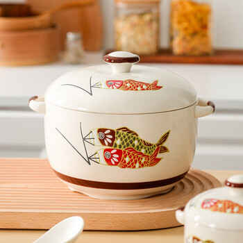 Dingdan japanese-style stew pot, water-proof stew household ceramic one-person crock pot soup steaming cup, small stew pot, stew pot, stewed egg cup, carp stew pot - small size (comes with small spoon)