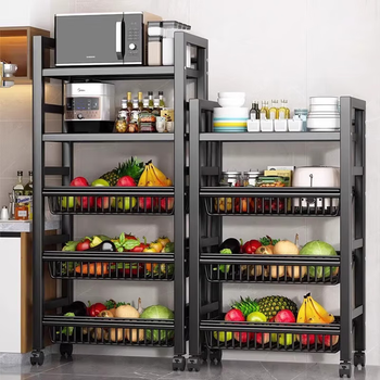 Zhuobo kitchen rack floor-standing storage rack vegetable basket bookshelf storage rack small shelf bh12 five layers 60cm