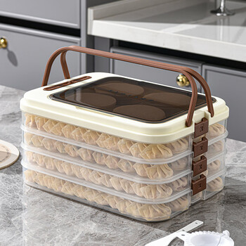 Yimeihui dumpling storage box dumpling freezer box home refrigerator food grade dumpling box fresh egg box wonton box brown dumpling delivery machine + spoon 1 layer