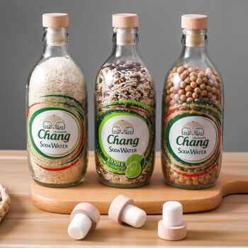 Jijia elephant soda water bottle stopper perrier sparkling water grain storage glass bottle universal beech wood stopper mushroom stopper 6 free funnel