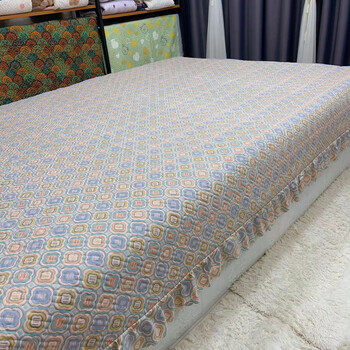 Rsrddy2025 new autumn and winter light luxury four-sided double-sided bed high-end rural earthen kang cover large tatami bed sheet bed cover light blue small romance length 330*width 225