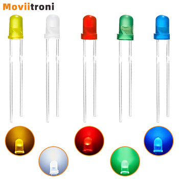 3mm led light-emitting diode bulb f3 red, green, yellow, blue and white diode package 25 pieces of each color 125pcs mixed colors