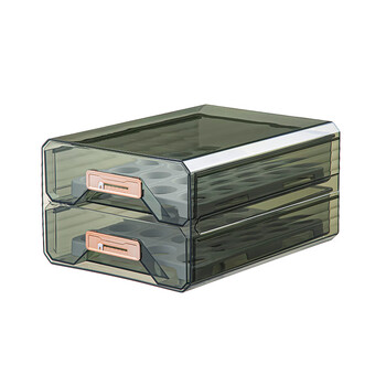 Jingpin millet egg storage box refrigerator special drawer-type fresh-keeping food-grade organizing artifact to hold egg trays and egg trays dark green double layer can hold 40 pieces of food-grade pet material
