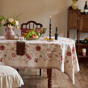 Crayon style fragrant garden retro tablecloth with pastoral atmosphere rectangular waterproof tablecloth coffee table tablecloth fragrant garden-tablecloth 160*160cm/dining table for 4-6 people/single layer border