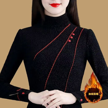Duallan plus velvet thickened turtleneck bottoming shirt for women 2025 winter new long-sleeved slim and warm women's inner top plus velvet and thickened xl suitable for 110-120 pounds