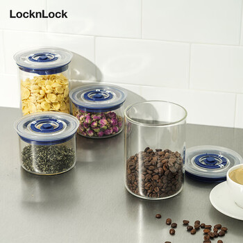 Lock&lock topclass vacuum glass sealed jar 3-piece set 400ml*2+1l*1 to store grains, tea and coffee