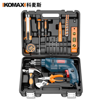 Comes tool box full set hand electric drill home impact drill drill electric screwdriver tool set auto repair decoration set no gifts (high-quality impact drill) warrior set