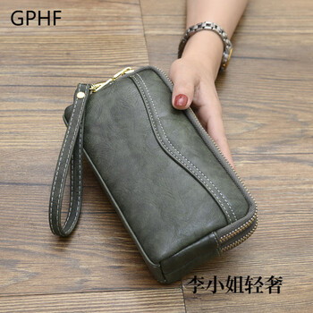 Gphf japanese wallet long 2025 new fashion women's clutch coin purse clutch bag double zipper soft leather clutch black