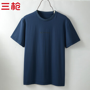 Three-gun summer new short-sleeved t-shirt for men, ice spring cotton, cool and comfortable, round neck casual home sports bottoming shirt, night sky blue xl (175/95)