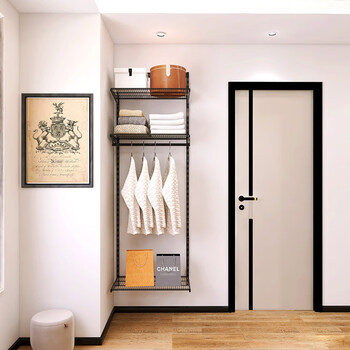 Midas gray 0.7m black metal wardrobe coat rack custom cloakroom steel frame structure on the wall 0.7m wide metal wardrobe plan 4 (installation included)