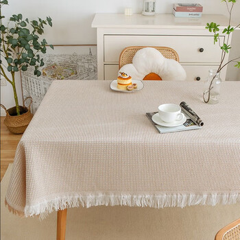 Ivy tablecloth fabric tablecloth rectangular coffee table tablecloth cotton and linen desk cloth cover 130*180 khaki waffle