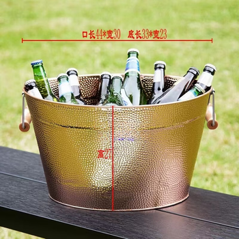 Sailoto ice bucket three-dimensional red ice bucket bar beer oval commercial ice bucket rack large capacity champagne bucket wooden handle pendant point oval