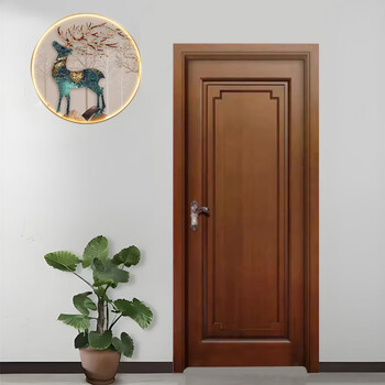 Oak solid wood door bedroom room door new chinese style set door red oak walnut wood painted door villa custom rubber wood custom made prepayment