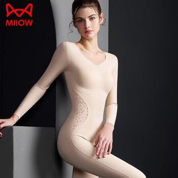 Miiow long one-piece shapewear, no-wear bra, tummy control, postpartum tummy control, warm body shaping body suit, skin color, easy to enhance hip curves, m, reference weight 80-100 pounds