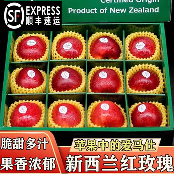 Jingfu fresh new zealand red rose apple fresh fruit gift box seasonal crisp sweet apples 12 pieces gift box single fruit 170g+