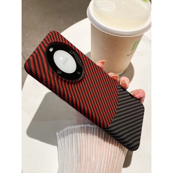 Suitable for dual color matching carbon fiber pattern huawei mate60 mobile phone case mate60pro kevlar mt50 embossed men's 40pro30 matte red color matching carbon fiber pattern huawei mate 60 pro+
