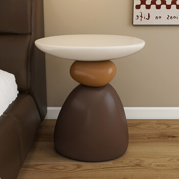 First sight of sofa side table, living room art small coffee table, antique style high-end small table, round table, original removable storage rack, shilairun, side table plus large size, 55cm high