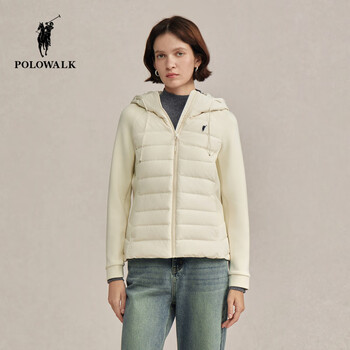 Polowalk women's lightweight down jacket 2025 winter new korean style versatile hooded 90 duck down warm jacket beige s