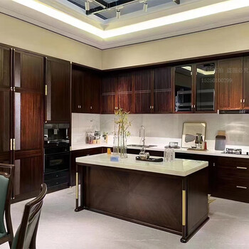 Renjuyi cabinet integrated kitchen new chinese style quartz stone countertop solid wood log open manufacturer custom-made ash wood 1 meter