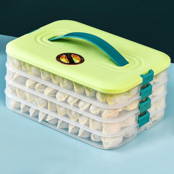 Kangzhiban dumpling box refrigerator storage box wonton crisper large capacity multi-layer quick-frozen dumpling box with lid sealed box 1 lid 4 layers