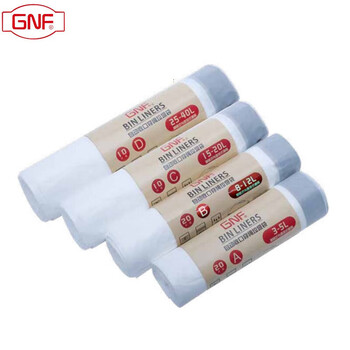 Gnf extra large thickened automatic closing garbage bag white flat vest portable drawstring drawstring garbage bag 25-40 liters (50 pieces)