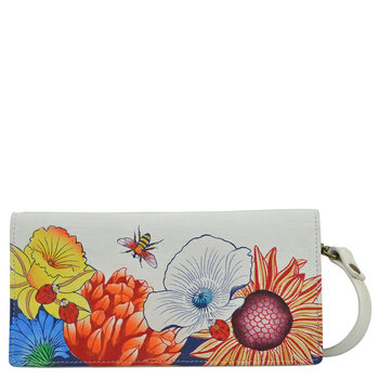 Anna by anuschka women's hand-painted cowhide wallet, five card slots, spring and summer light luxury style, floral pattern