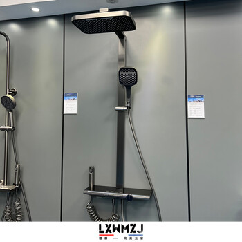 Lxwmzj brand/original gun gray large storage piano button design hot and cold temperature control shower head square tube gun gray hot and cold digital display