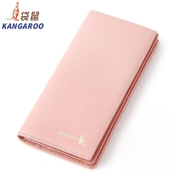 Kangaroo (kangaroo) carefully selected quality wallet women's long genuine leather 2024 new student wallet xiaoqing korean first layer cowhide clip thin pink (thick version)