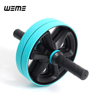 Weme automatic rebound abdominal fitness wheel, abdominal curling wheel, hand push roller, two-wheel abdominal curling machine, abdominal muscle wheel fitness roller, aqua blue (no automatic rebound, suitable for veterans)