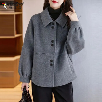Woodpecker wool coat women's 2025 autumn and winter new fashion style korean style short style woolen coat women gray l 101-111 jin