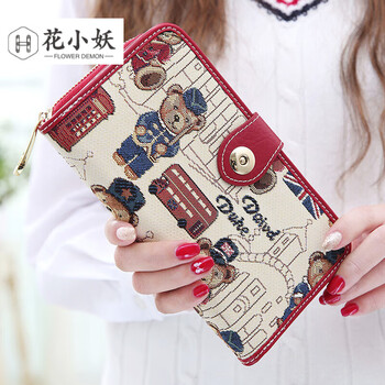 Hua xiaoyao's little concubine next door 2021 new wallet women's long bear multi-card slots girl's clutch multifunctional wallet wallet red