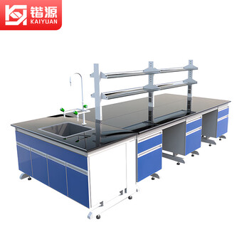 Kaiyuan laboratory workbench steel wood corrosion resistant acid and alkali resistant high temperature operation table with water sink and reagent rack experiment table steel wood 3000*1500*800mm ky-syt12
