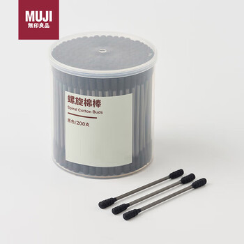Muji spiral cotton swabs new product black/200 pieces/79.0mm 1.0mm