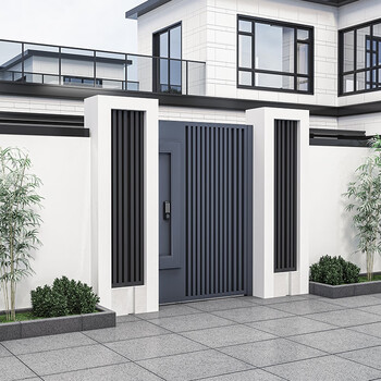 Stefano customized aluminum alloy courtyard gate villa wall door rural self-built house yard electric double door aluminum art door head style 3 aluminum alloy regular/square