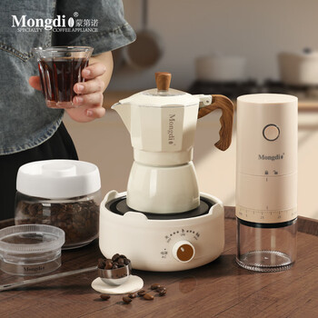 Double-valve moka pot hand-brewed coffee pot set small italian coffee maker double-valve moka pot white 8-piece set 90ml skylight style